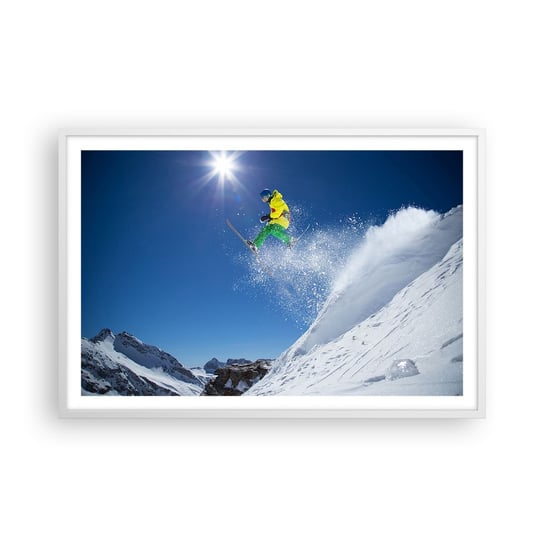 Obraz - Plakat - Tańczący z górami - 91x61cm - Sport Narciarstwo Zima - Foto Plakaty na ścianę w ramie białej - Plakat do Salonu Sypialni ARTTOR ARTTOR