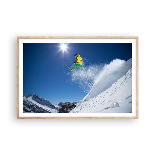 Obraz - Plakat - Tańczący z górami - 91x61cm - Sport Narciarstwo Zima - Foto Plakaty na ścianę w ramie jasny dąb - Plakat do Salonu Sypialni ARTTOR ARTTOR
