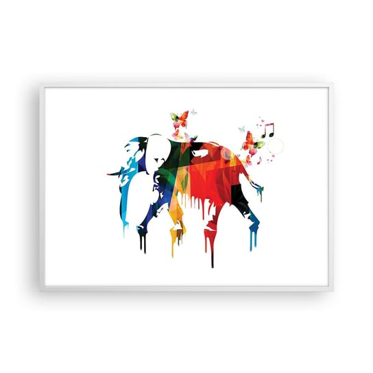 Obraz - Plakat - Tańczyć każdy może - 100x70cm - Abstrakcja Słoń Motyl - Foto Plakaty w ramie koloru białego do Salonu Sypialni ARTTOR ARTTOR