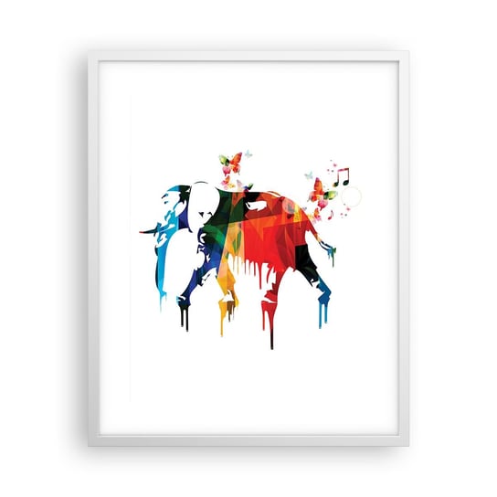 Obraz - Plakat - Tańczyć każdy może - 40x50cm - Abstrakcja Słoń Motyl - Foto Plakaty w ramie koloru białego do Salonu Sypialni ARTTOR ARTTOR