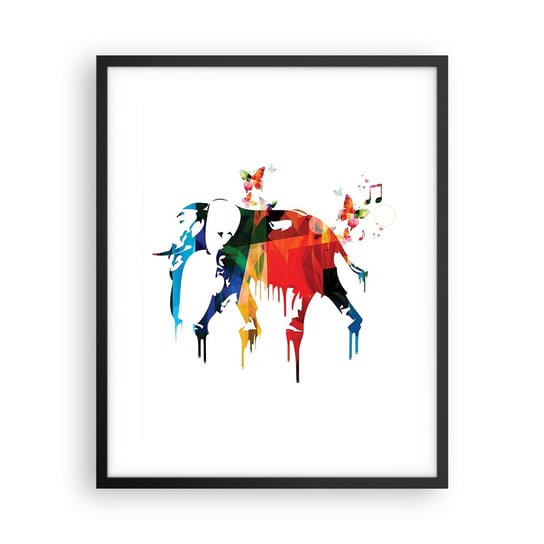 Obraz - Plakat - Tańczyć każdy może - 40x50cm - Abstrakcja Słoń Motyl - Foto Plakaty w ramie koloru czarnego do Salonu Sypialni ARTTOR ARTTOR