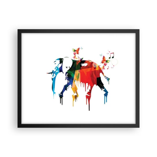 Obraz - Plakat - Tańczyć każdy może - 50x40cm - Abstrakcja Słoń Motyl - Foto Plakaty w ramie koloru czarnego do Salonu Sypialni ARTTOR ARTTOR