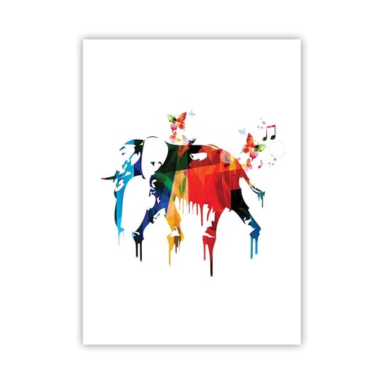 Obraz - Plakat - Tańczyć każdy może - 50x70cm - Abstrakcja Słoń Motyl - Nowoczesny modny obraz Plakat bez ramy do Salonu Sypialni ARTTOR ARTTOR