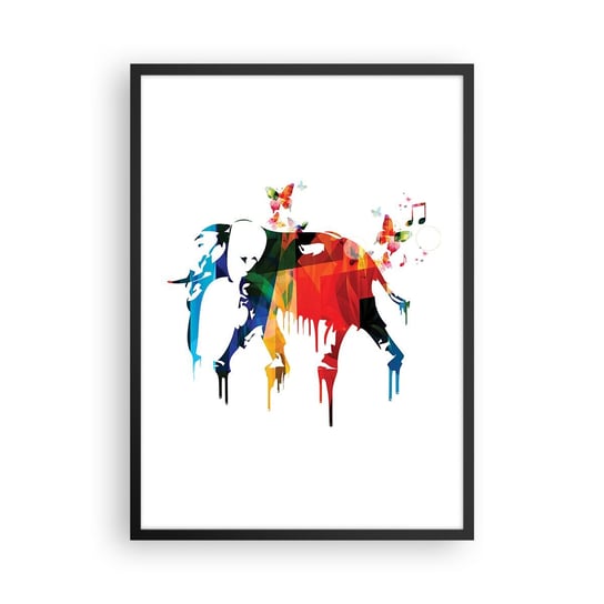 Obraz - Plakat - Tańczyć każdy może - 50x70cm - Abstrakcja Słoń Motyl - Nowoczesny modny obraz Plakat czarna rama ARTTOR ARTTOR
