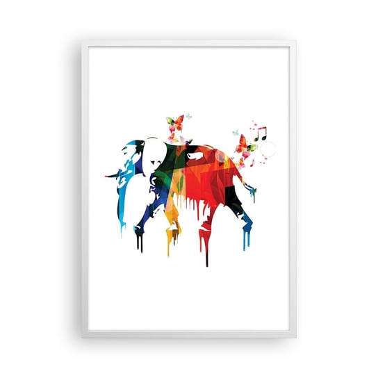 Obraz - Plakat - Tańczyć każdy może - 50x70cm - Abstrakcja Słoń Motyl - Nowoczesny modny obraz Plakat rama biała ARTTOR ARTTOR