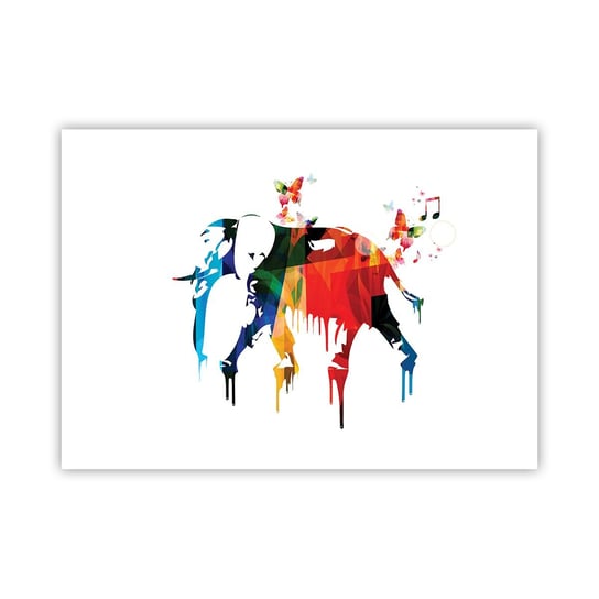 Obraz - Plakat - Tańczyć każdy może - 70x50cm - Abstrakcja Słoń Motyl - Nowoczesny modny obraz Plakat bez ramy do Salonu Sypialni ARTTOR ARTTOR