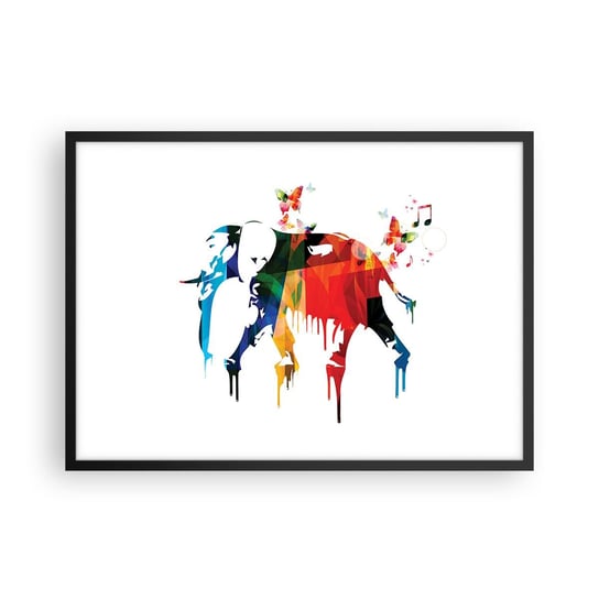 Obraz - Plakat - Tańczyć każdy może - 70x50cm - Abstrakcja Słoń Motyl - Nowoczesny modny obraz Plakat czarna rama ARTTOR ARTTOR