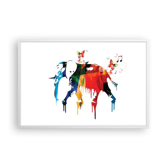 Obraz - Plakat - Tańczyć każdy może - 91x61cm - Abstrakcja Słoń Motyl - Foto Plakaty na ścianę w ramie białej - Plakat do Salonu Sypialni ARTTOR ARTTOR