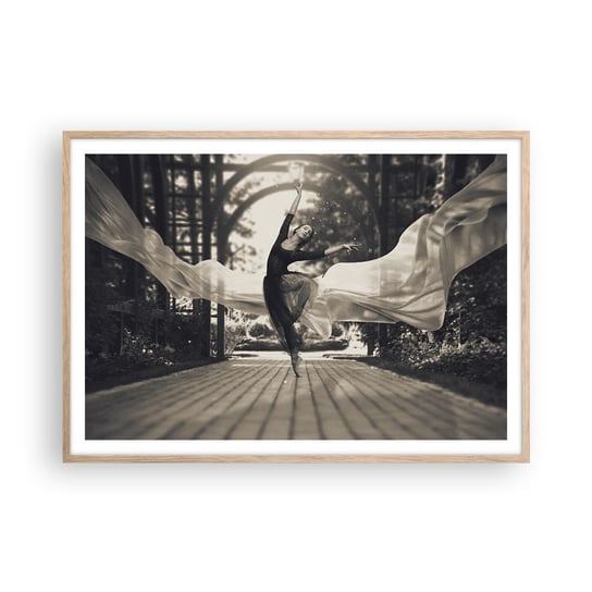 Obraz - Plakat - Taniec ducha ogrodu - 100x70cm - Baletnica Taniec Balet - Foto Plakaty w ramie koloru jasny dąb do Salonu Sypialni ARTTOR ARTTOR
