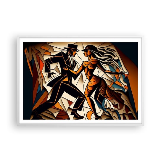 Obraz - Plakat - Taniec pasji i namiętności - 100x70cm - Kubizm Taniec Para - Foto Plakaty w ramie koloru białego do Salonu Sypialni ARTTOR ARTTOR