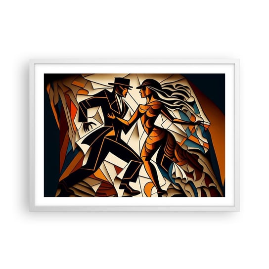 Obraz - Plakat - Taniec pasji i namiętności - 70x50cm - Kubizm Taniec Para - Nowoczesny modny obraz Plakat rama biała ARTTOR ARTTOR