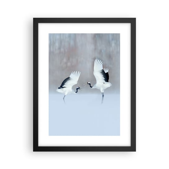 Obraz - Plakat - Taniec we mgle - 30x40cm - Zima Ptak Natura - Foto Plakaty na ścianę w czarnej ramie - Plakat do Salonu Sypialni ARTTOR ARTTOR