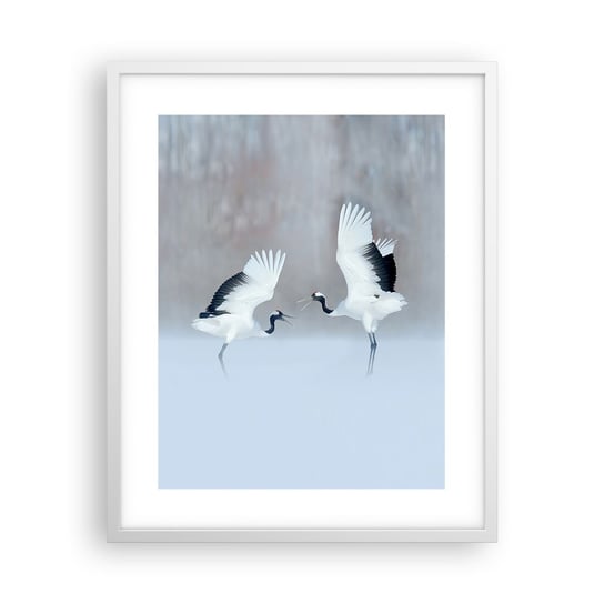 Obraz - Plakat - Taniec we mgle - 40x50cm - Zima Ptak Natura - Foto Plakaty w ramie koloru białego do Salonu Sypialni ARTTOR ARTTOR