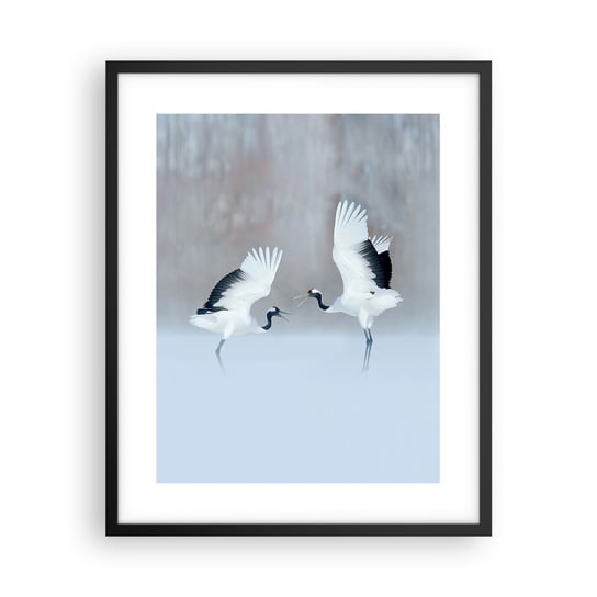 Obraz - Plakat - Taniec we mgle - 40x50cm - Zima Ptak Natura - Foto Plakaty w ramie koloru czarnego do Salonu Sypialni ARTTOR ARTTOR