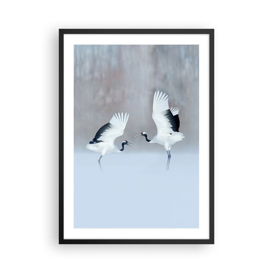 Obraz - Plakat - Taniec we mgle - 50x70cm - Zima Ptak Natura - Nowoczesny modny obraz Plakat czarna rama ARTTOR ARTTOR