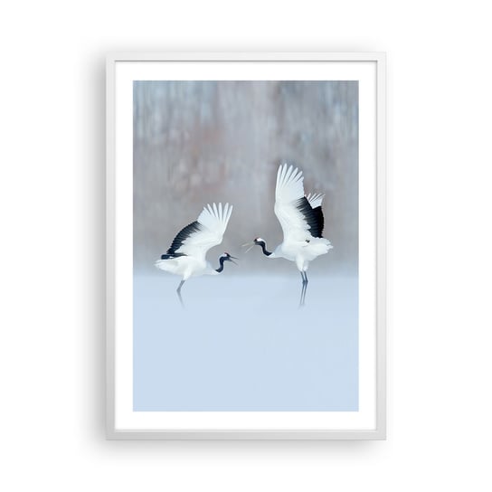Obraz - Plakat - Taniec we mgle - 50x70cm - Zima Ptak Natura - Nowoczesny modny obraz Plakat rama biała ARTTOR ARTTOR
