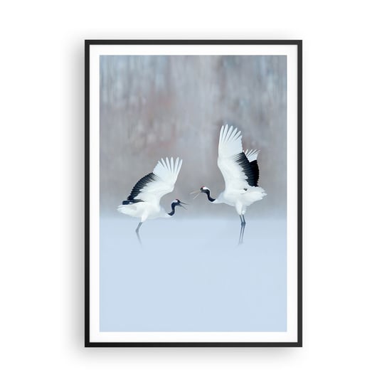 Obraz - Plakat - Taniec we mgle - 70x100cm - Zima Ptak Natura - Foto Plakaty w ramie koloru czarnego do Salonu Sypialni ARTTOR ARTTOR