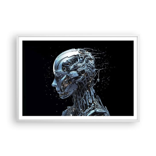Obraz - Plakat - Technologia jest kobietą - 100x70cm - Sztuczna Inteligencja Robot Przyszłość - Foto Plakaty w ramie koloru białego do Salonu Sypialni ARTTOR ARTTOR