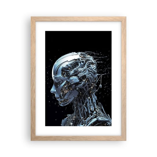 Obraz - Plakat - Technologia jest kobietą - 30x40cm - Sztuczna Inteligencja Robot Przyszłość - Foto Plakaty na ścianę w ramie jasny dąb - Plakat do Salonu Sypialni ARTTOR ARTTOR