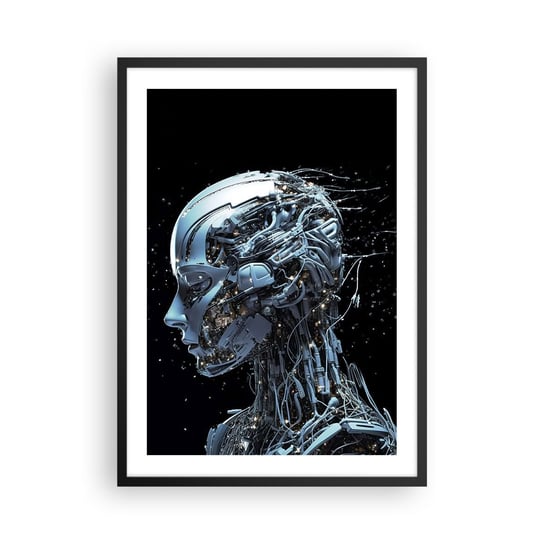 Obraz - Plakat - Technologia jest kobietą - 50x70cm - Sztuczna Inteligencja Robot Przyszłość - Nowoczesny modny obraz Plakat czarna rama ARTTOR ARTTOR
