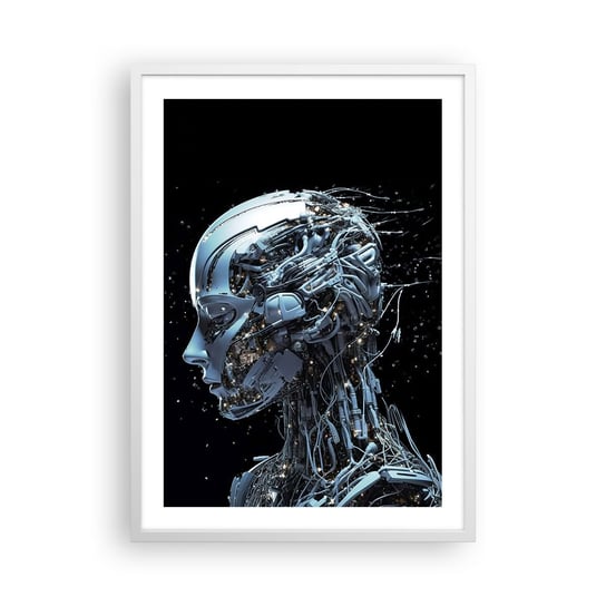 Obraz - Plakat - Technologia jest kobietą - 50x70cm - Sztuczna Inteligencja Robot Przyszłość - Nowoczesny modny obraz Plakat rama biała ARTTOR ARTTOR