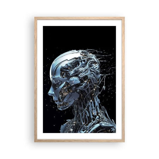 Obraz - Plakat - Technologia jest kobietą - 50x70cm - Sztuczna Inteligencja Robot Przyszłość - Nowoczesny modny obraz Plakat rama jasny dąb ARTTOR ARTTOR