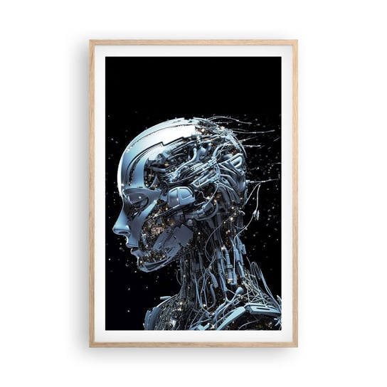 Obraz - Plakat - Technologia jest kobietą - 61x91cm - Sztuczna Inteligencja Robot Przyszłość - Foto Plakaty na ścianę w ramie jasny dąb - Plakat do Salonu Sypialni ARTTOR ARTTOR