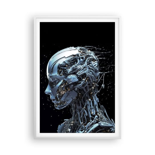 Obraz - Plakat - Technologia jest kobietą - 70x100cm - Sztuczna Inteligencja Robot Przyszłość - Foto Plakaty w ramie koloru białego do Salonu Sypialni ARTTOR ARTTOR