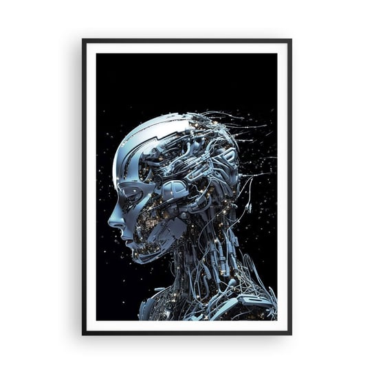 Obraz - Plakat - Technologia jest kobietą - 70x100cm - Sztuczna Inteligencja Robot Przyszłość - Foto Plakaty w ramie koloru czarnego do Salonu Sypialni ARTTOR ARTTOR