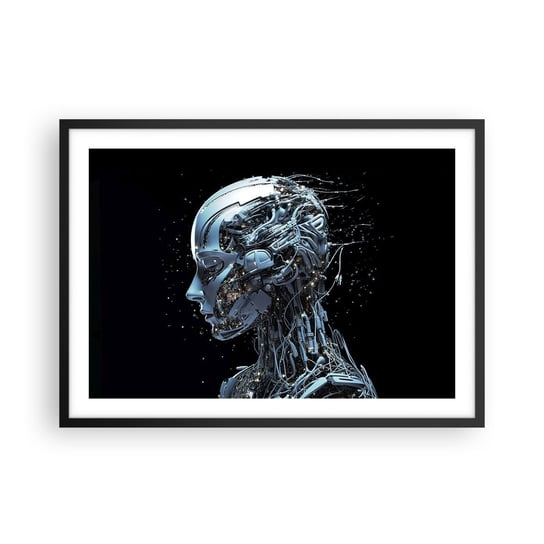 Obraz - Plakat - Technologia jest kobietą - 70x50cm - Sztuczna Inteligencja Robot Przyszłość - Nowoczesny modny obraz Plakat czarna rama ARTTOR ARTTOR