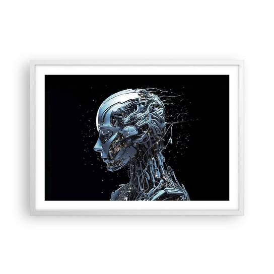 Obraz - Plakat - Technologia jest kobietą - 70x50cm - Sztuczna Inteligencja Robot Przyszłość - Nowoczesny modny obraz Plakat rama biała ARTTOR ARTTOR