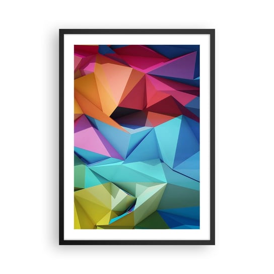 Obraz - Plakat - Tęczowe origami - 50x70cm - Abstrakcja 3D Grafika - Nowoczesny modny obraz Plakat czarna rama ARTTOR ARTTOR