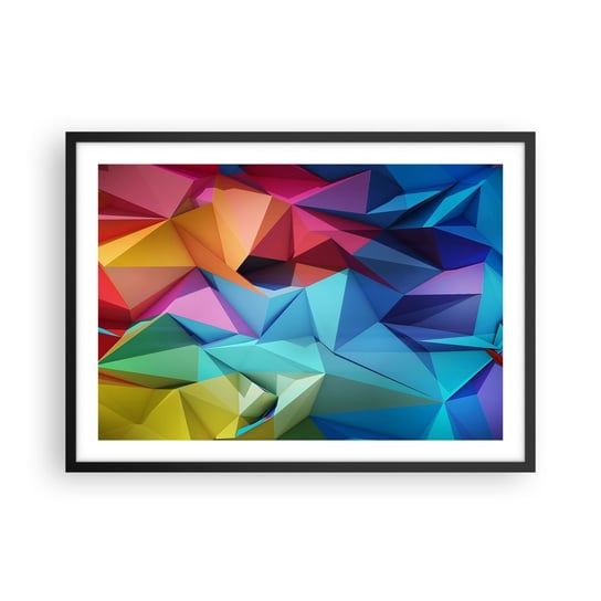 Obraz - Plakat - Tęczowe origami - 70x50cm - Abstrakcja 3D Grafika - Nowoczesny modny obraz Plakat czarna rama ARTTOR ARTTOR