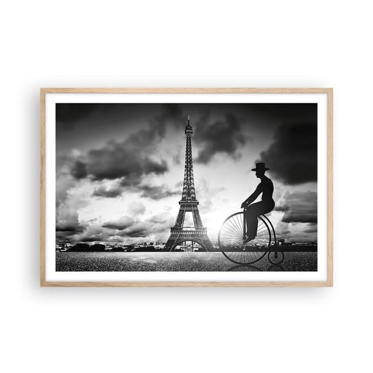 Obraz - Plakat - Tęsknota do Belle Epoque - 91x61cm - Paryż Miasto Vintage - Foto Plakaty na ścianę w ramie jasny dąb - Plakat do Salonu Sypialni ARTTOR ARTTOR