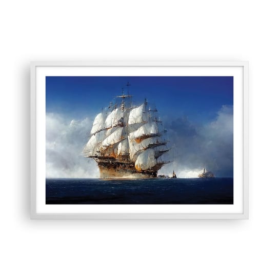 Obraz - Plakat - The great glory! - 70x50cm - Ocean Żaglowiec Klasyczny - Nowoczesny modny obraz Plakat rama biała ARTTOR ARTTOR