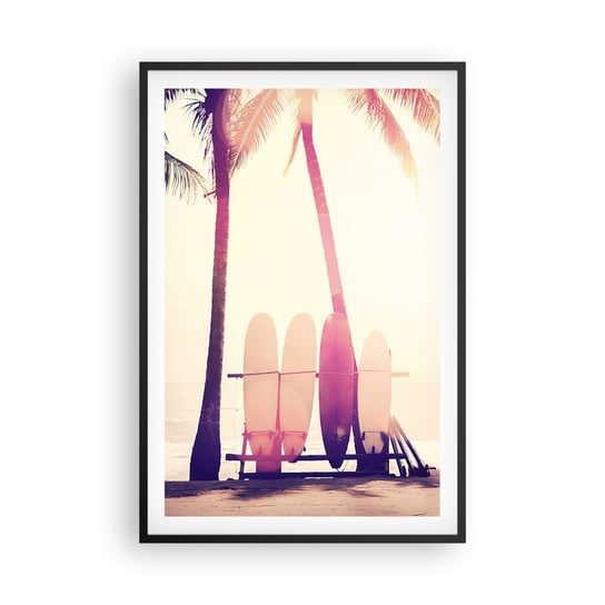 Obraz - Plakat - To będzie wspaniały dzień - 61x91cm - Surfing Plaża Palma Kokosowa - Foto Plakaty na ścianę w czarnej ramie - Plakat do Salonu Sypialni ARTTOR ARTTOR