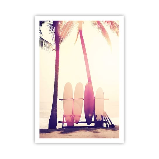 Obraz - Plakat - To będzie wspaniały dzień - 70x100cm - Surfing Plaża Palma Kokosowa - Foto Plakaty bez ramy na ścianę do Salonu Sypialni ARTTOR ARTTOR