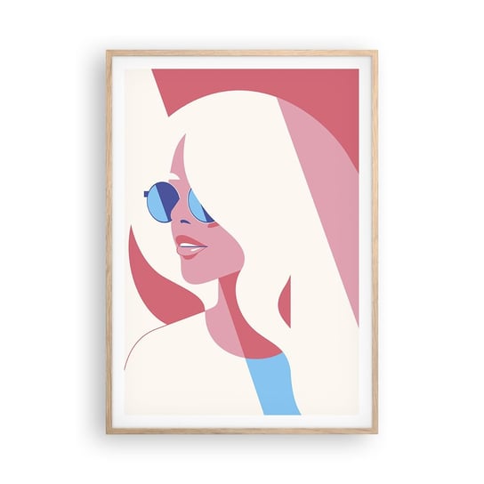 Obraz - Plakat - To była blondynka… - 70x100cm - Kobieta Moda Minimalizm - Foto Plakaty w ramie koloru jasny dąb do Salonu Sypialni ARTTOR ARTTOR
