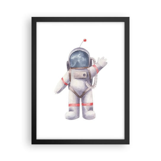 Obraz - Plakat - To na razie! - 30x40cm - Astronauta Dziecięcy Minimalizm - Foto Plakaty na ścianę w czarnej ramie - Plakat do Salonu Sypialni ARTTOR ARTTOR