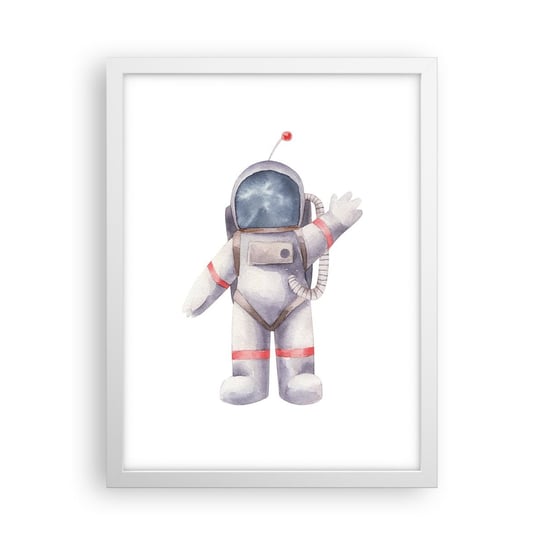 Obraz - Plakat - To na razie! - 30x40cm - Astronauta Dziecięcy Minimalizm - Foto Plakaty na ścianę w ramie białej - Plakat do Salonu Sypialni ARTTOR ARTTOR