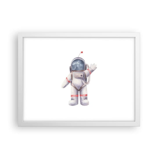 Obraz - Plakat - To na razie! - 40x30cm - Astronauta Dziecięcy Minimalizm - Foto Plakaty na ścianę w ramie białej - Plakat do Salonu Sypialni ARTTOR ARTTOR