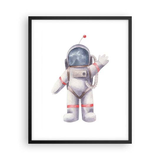Obraz - Plakat - To na razie! - 40x50cm - Astronauta Dziecięcy Minimalizm - Foto Plakaty w ramie koloru czarnego do Salonu Sypialni ARTTOR ARTTOR