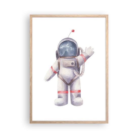 Obraz - Plakat - To na razie! - 50x70cm - Astronauta Dziecięcy Minimalizm - Nowoczesny modny obraz Plakat rama jasny dąb ARTTOR ARTTOR