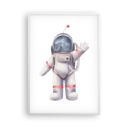 Obraz - Plakat - To na razie! - 70x100cm - Astronauta Dziecięcy Minimalizm - Foto Plakaty w ramie koloru białego do Salonu Sypialni ARTTOR ARTTOR