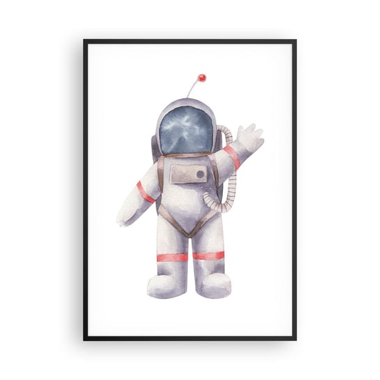 Obraz - Plakat - To na razie! - 70x100cm - Astronauta Dziecięcy Minimalizm - Foto Plakaty w ramie koloru czarnego do Salonu Sypialni ARTTOR ARTTOR