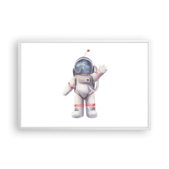 Obraz - Plakat - To na razie! - 91x61cm - Astronauta Dziecięcy Minimalizm - Foto Plakaty na ścianę w ramie białej - Plakat do Salonu Sypialni ARTTOR ARTTOR