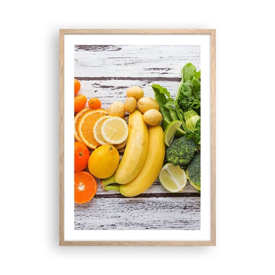 Obraz - Plakat - To nie wystarczy? - 50x70cm - Gastronomia Owoce Warzywa - Nowoczesny modny obraz Plakat rama jasny dąb ARTTOR ARTTOR