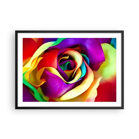 Obraz - Plakat - To niemożliwe - 70x50cm - Abstrakcja Kwiat Kolorowa Róża - Nowoczesny modny obraz Plakat czarna rama ARTTOR ARTTOR