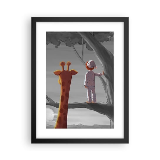 Obraz - Plakat - To się naprawdę dzieje - 30x40cm - Żyrafa Dziecięcy Sen - Foto Plakaty na ścianę w czarnej ramie - Plakat do Salonu Sypialni ARTTOR ARTTOR