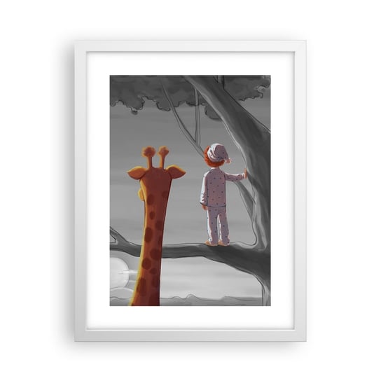 Obraz - Plakat - To się naprawdę dzieje - 30x40cm - Żyrafa Dziecięcy Sen - Foto Plakaty na ścianę w ramie białej - Plakat do Salonu Sypialni ARTTOR ARTTOR
